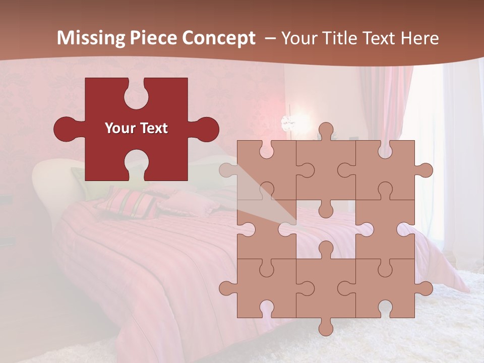 A Bedroom With A Bed And A Pink Wall PowerPoint Template