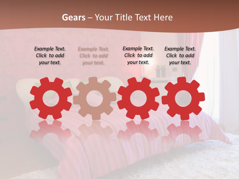 A Bedroom With A Bed And A Pink Wall PowerPoint Template