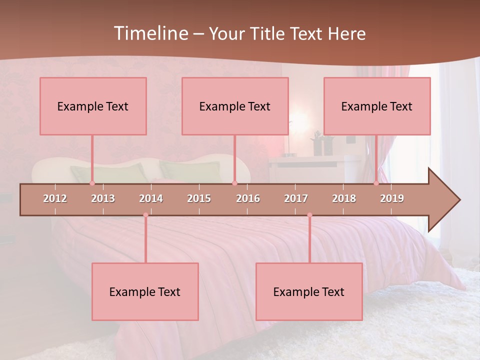 A Bedroom With A Bed And A Pink Wall PowerPoint Template