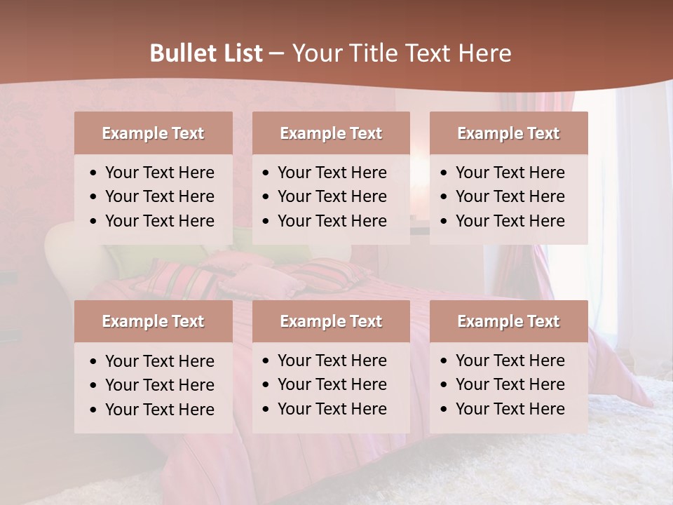 A Bedroom With A Bed And A Pink Wall PowerPoint Template