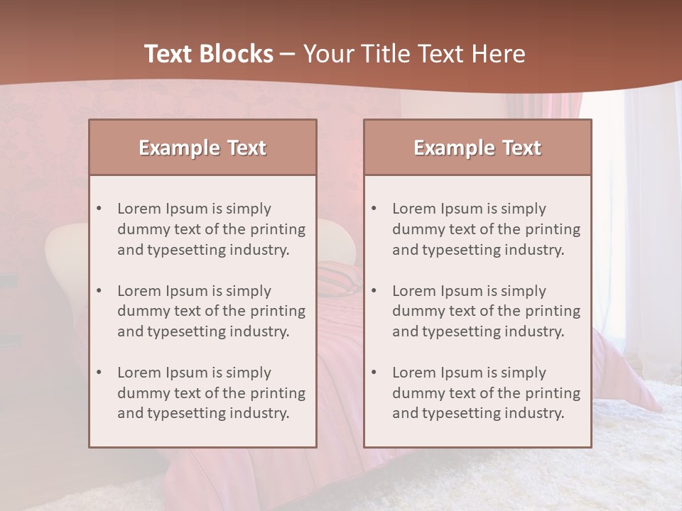 A Bedroom With A Bed And A Pink Wall PowerPoint Template