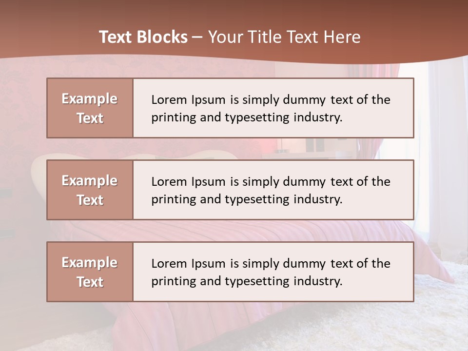 A Bedroom With A Bed And A Pink Wall PowerPoint Template