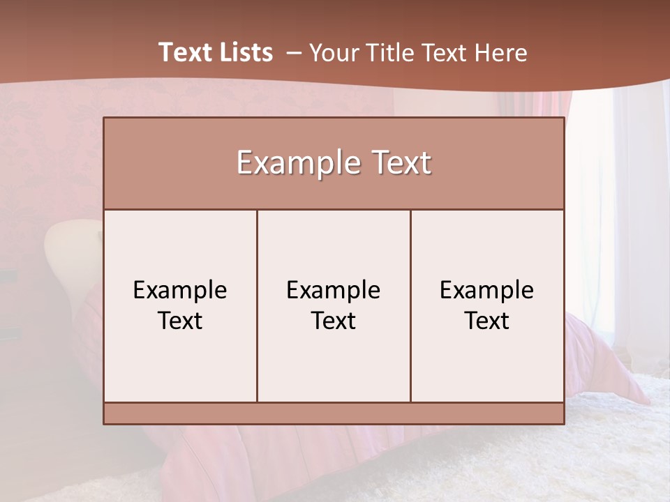 A Bedroom With A Bed And A Pink Wall PowerPoint Template