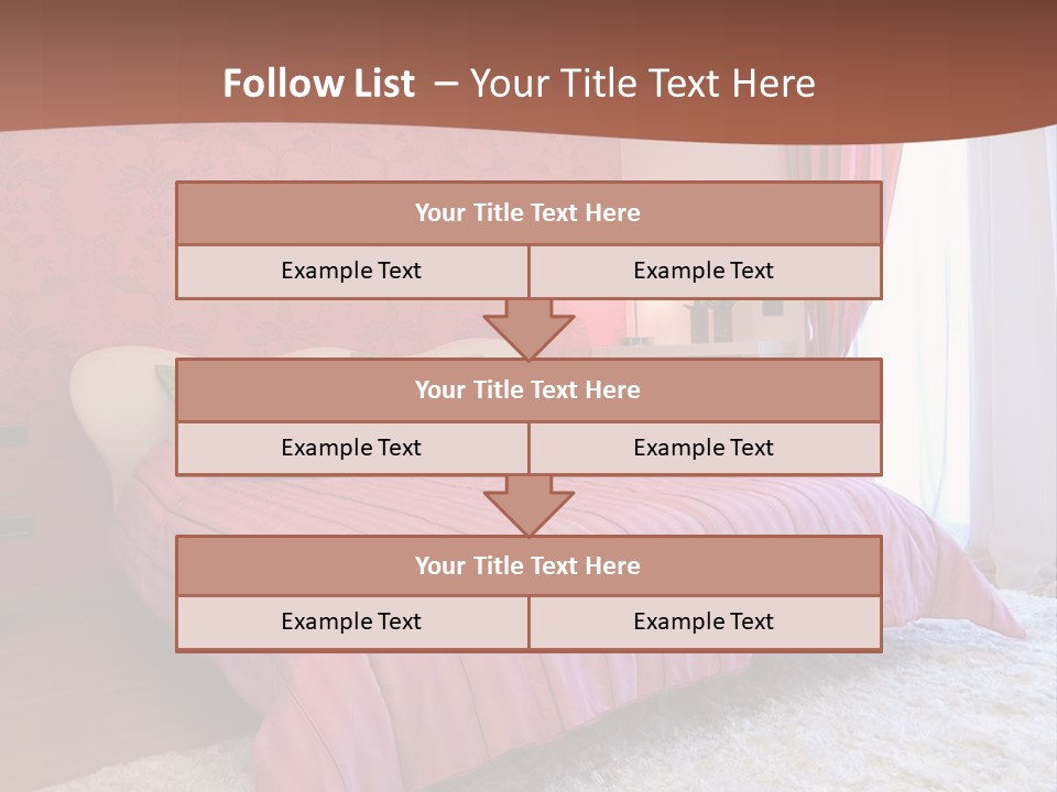 A Bedroom With A Bed And A Pink Wall PowerPoint Template