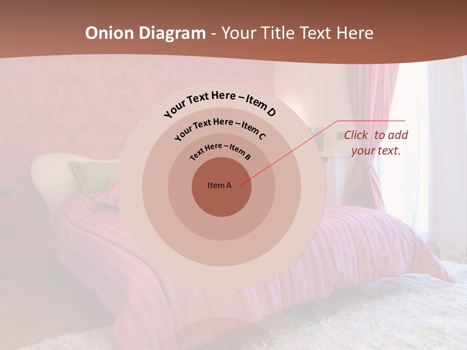 A Bedroom With A Bed And A Pink Wall PowerPoint Template