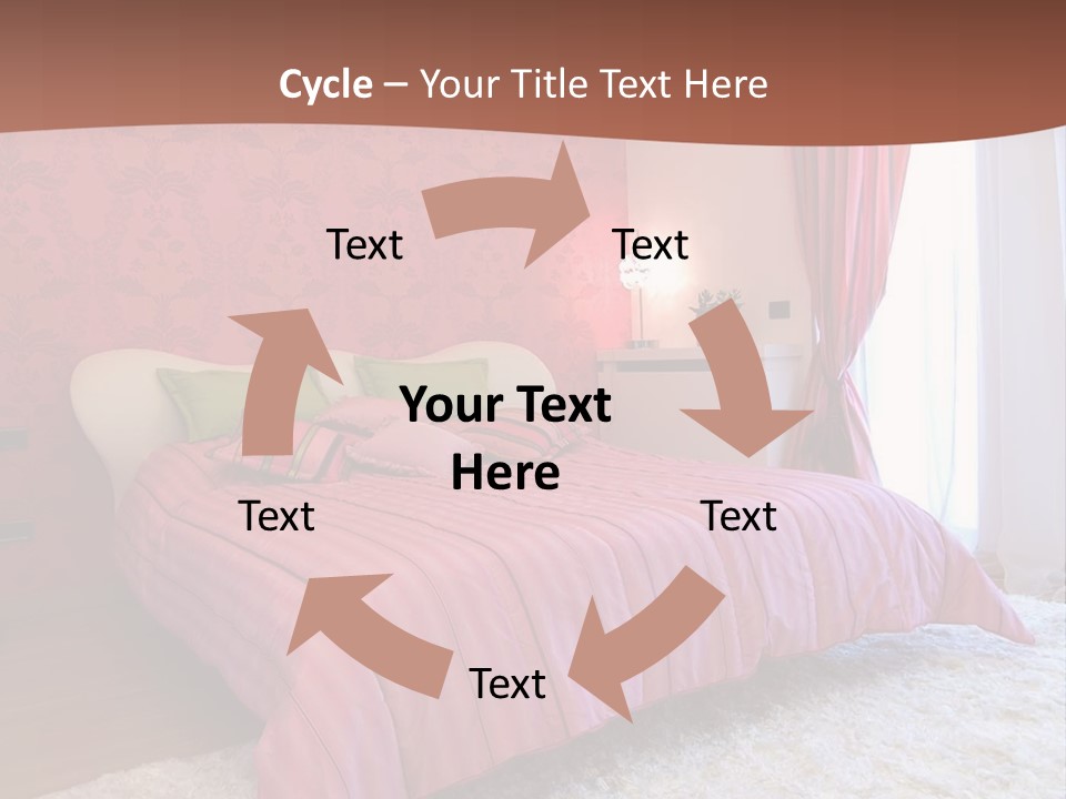 A Bedroom With A Bed And A Pink Wall PowerPoint Template