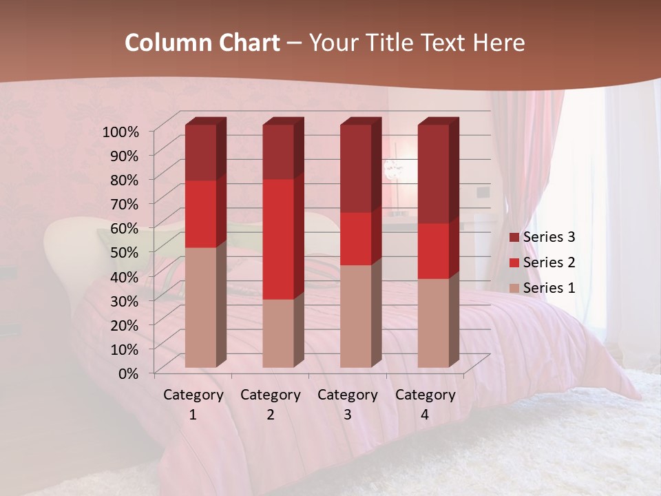 A Bedroom With A Bed And A Pink Wall PowerPoint Template