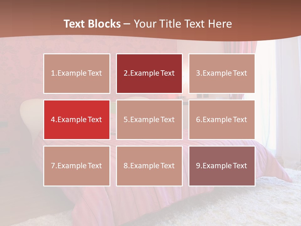 A Bedroom With A Bed And A Pink Wall PowerPoint Template