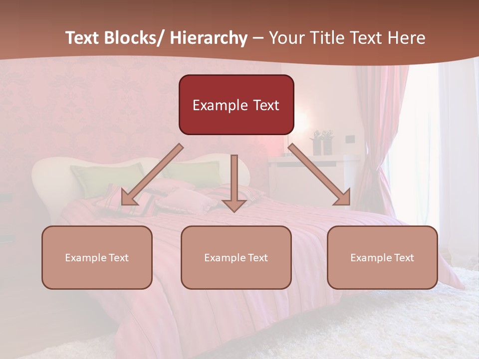 A Bedroom With A Bed And A Pink Wall PowerPoint Template