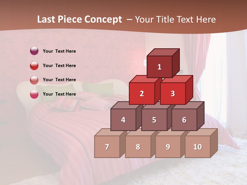 A Bedroom With A Bed And A Pink Wall PowerPoint Template