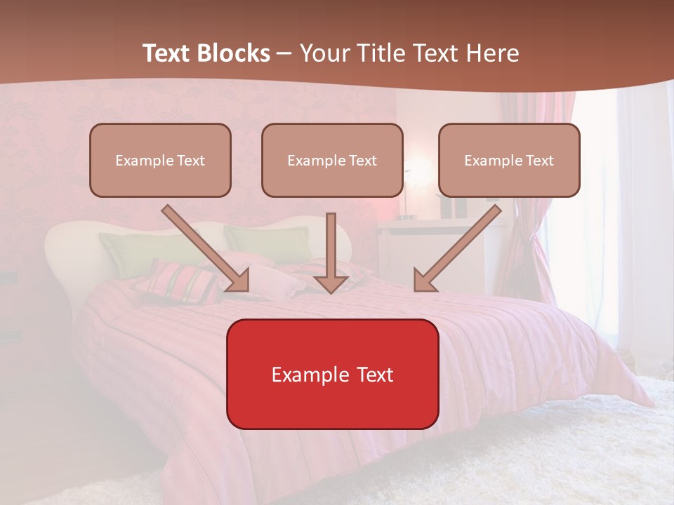 A Bedroom With A Bed And A Pink Wall PowerPoint Template