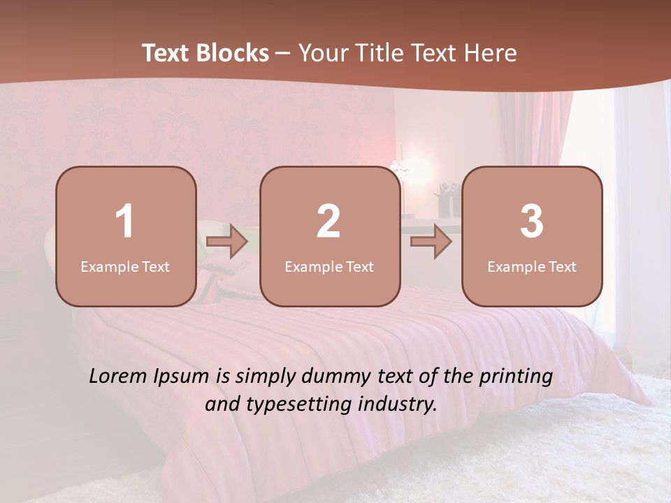 A Bedroom With A Bed And A Pink Wall PowerPoint Template