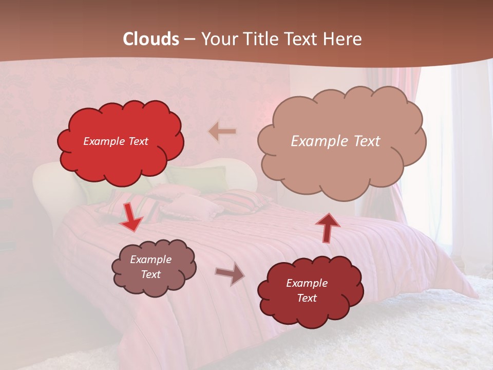 A Bedroom With A Bed And A Pink Wall PowerPoint Template