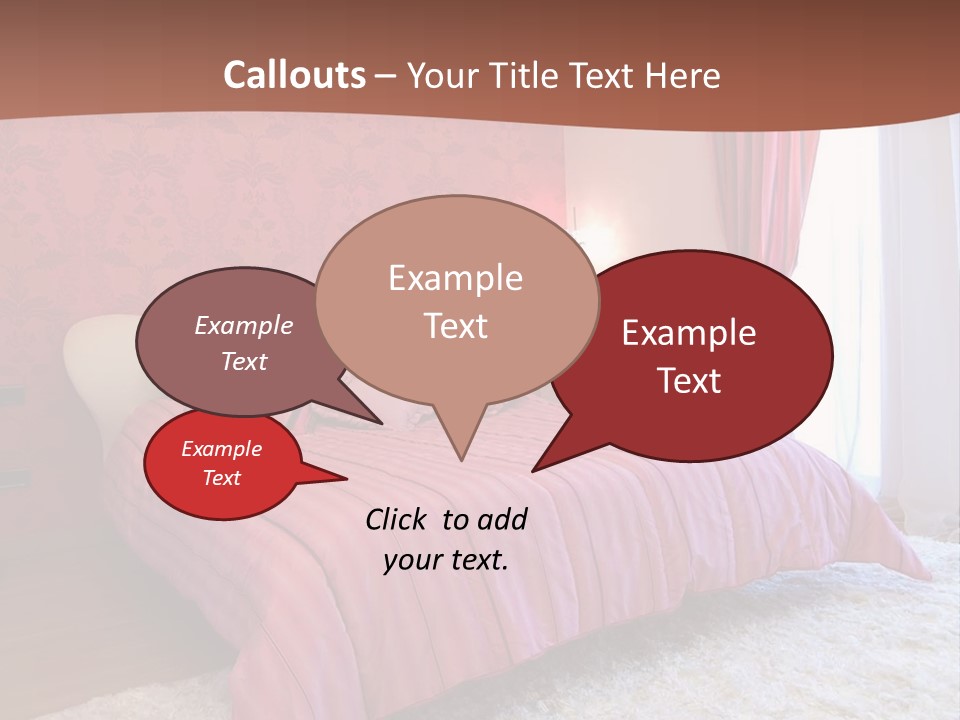 A Bedroom With A Bed And A Pink Wall PowerPoint Template