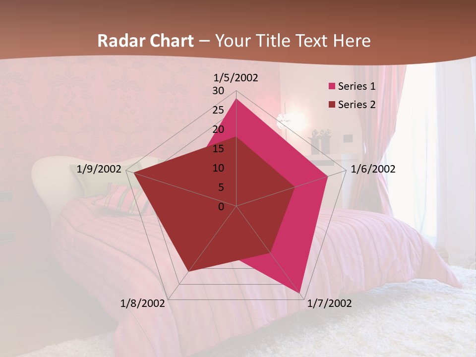 A Bedroom With A Bed And A Pink Wall PowerPoint Template