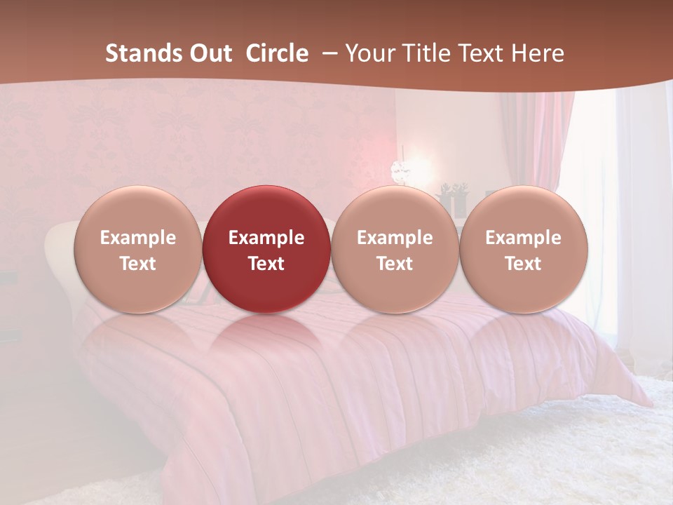 A Bedroom With A Bed And A Pink Wall PowerPoint Template