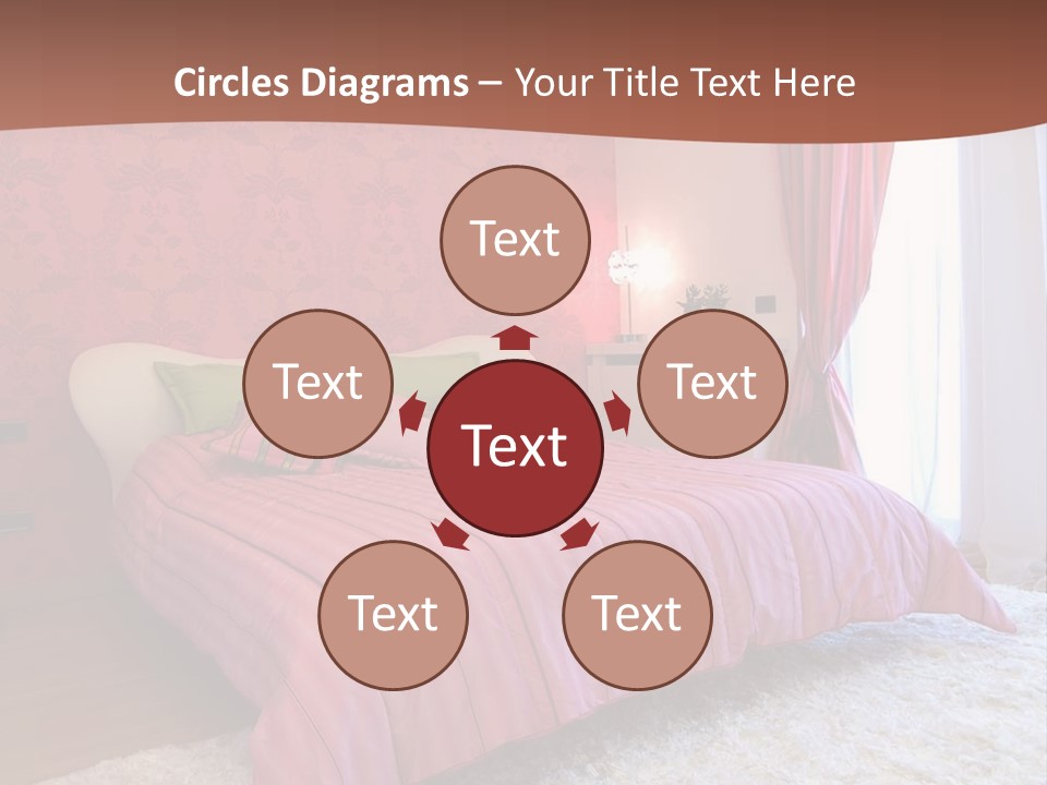 A Bedroom With A Bed And A Pink Wall PowerPoint Template