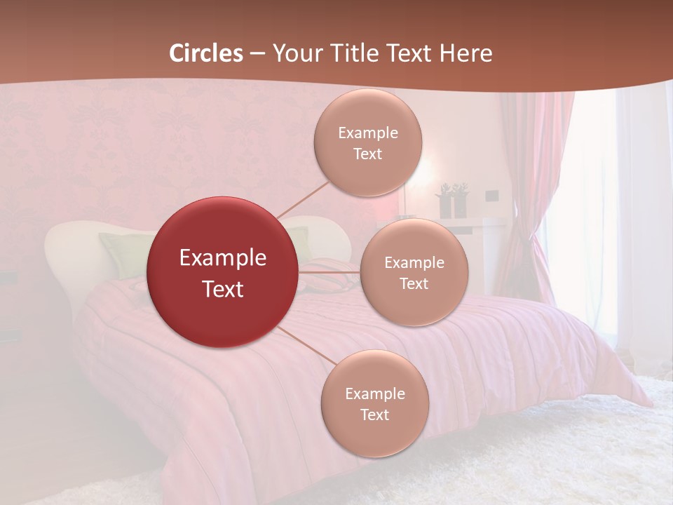 A Bedroom With A Bed And A Pink Wall PowerPoint Template