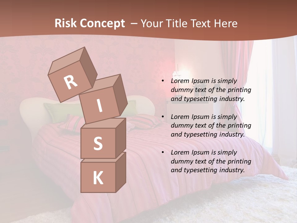 A Bedroom With A Bed And A Pink Wall PowerPoint Template