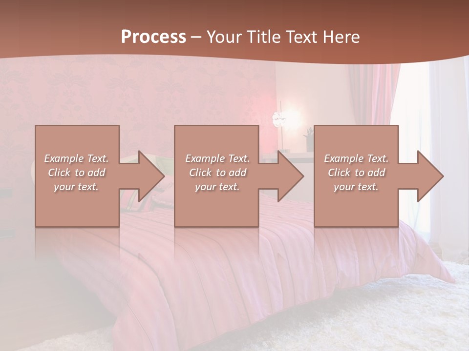 A Bedroom With A Bed And A Pink Wall PowerPoint Template