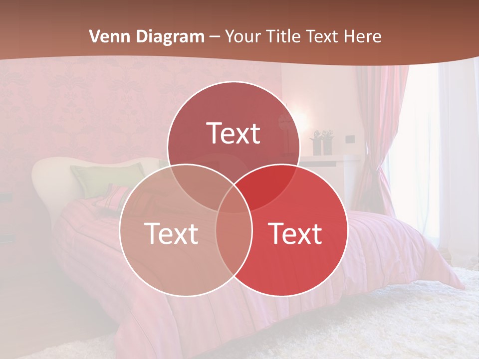 A Bedroom With A Bed And A Pink Wall PowerPoint Template