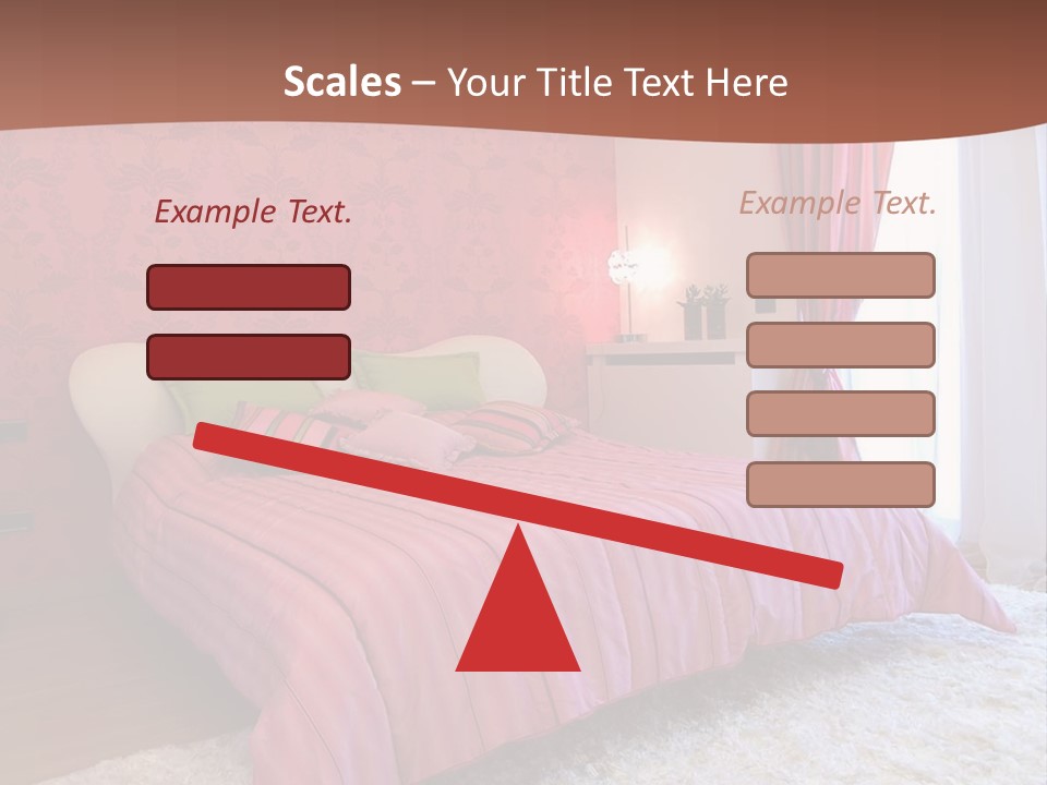 A Bedroom With A Bed And A Pink Wall PowerPoint Template