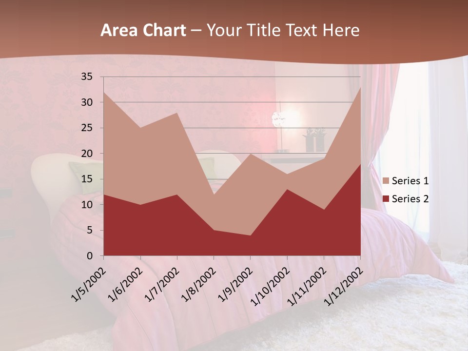 A Bedroom With A Bed And A Pink Wall PowerPoint Template