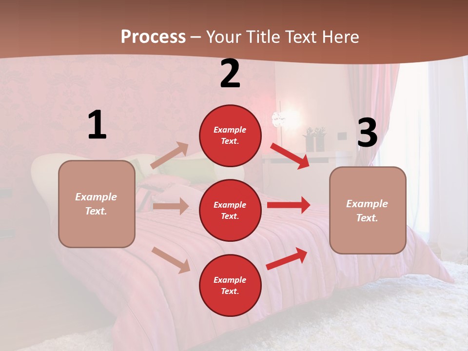 A Bedroom With A Bed And A Pink Wall PowerPoint Template