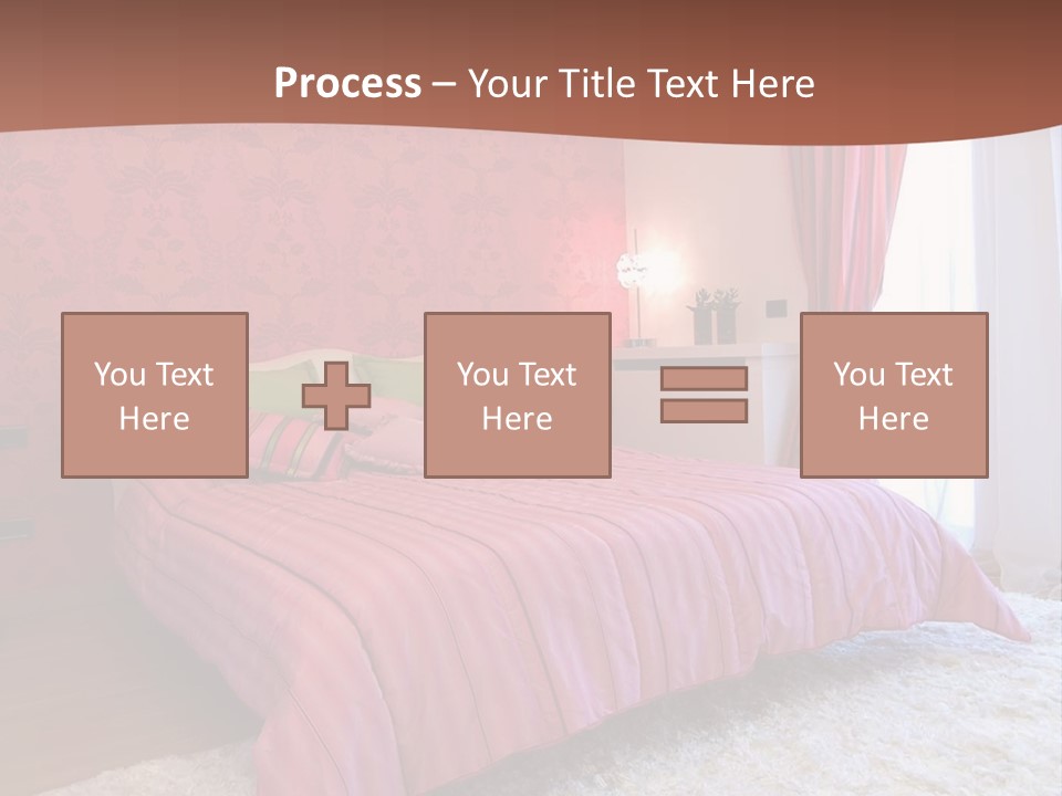 A Bedroom With A Bed And A Pink Wall PowerPoint Template