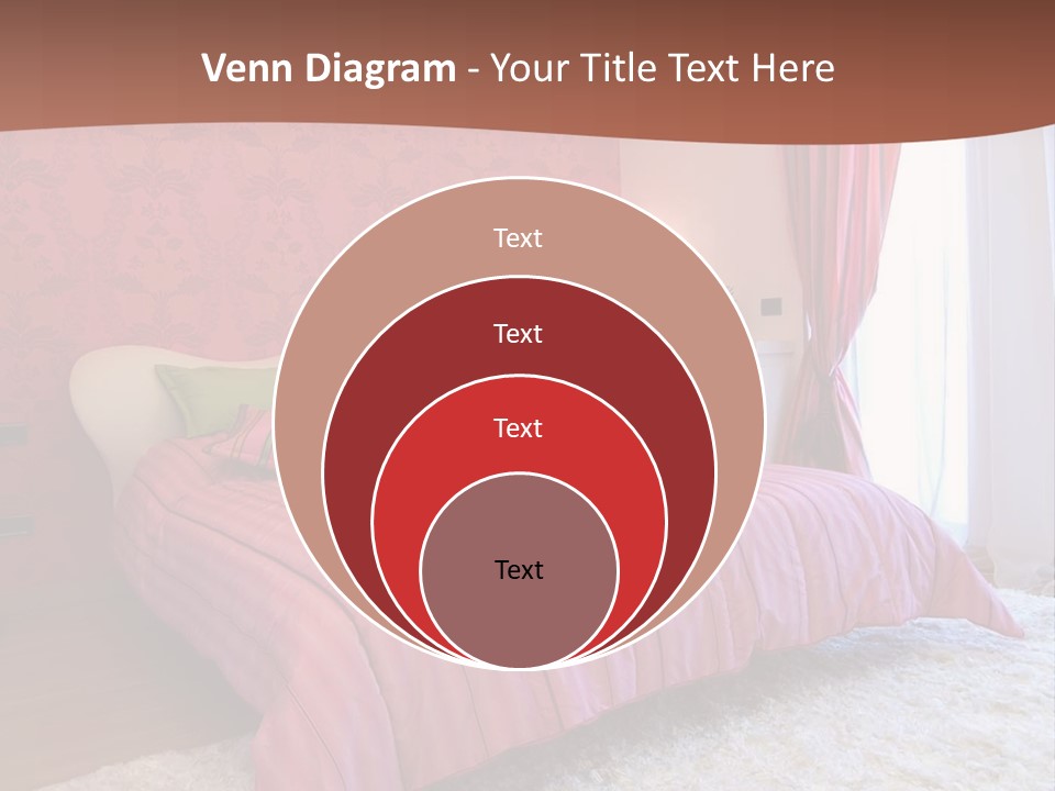 A Bedroom With A Bed And A Pink Wall PowerPoint Template