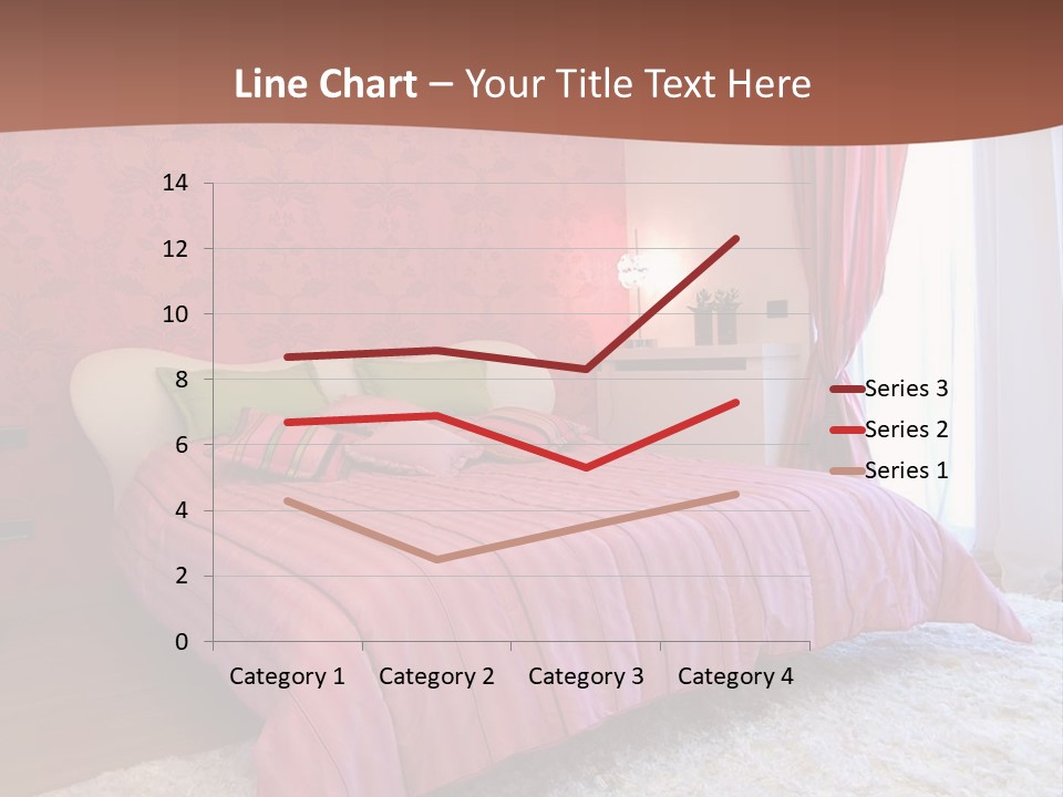 A Bedroom With A Bed And A Pink Wall PowerPoint Template