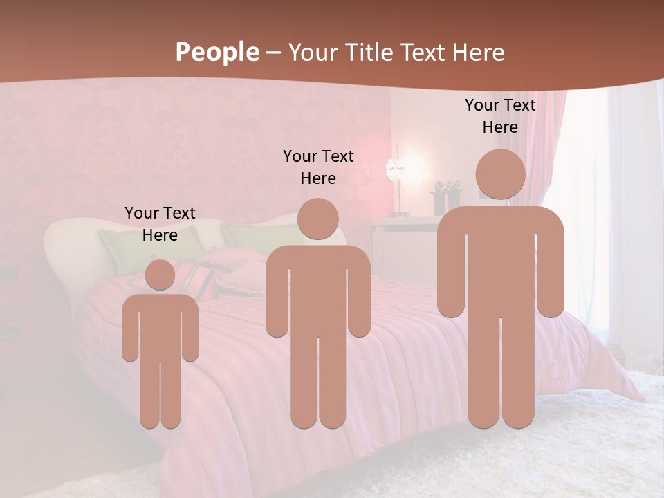 A Bedroom With A Bed And A Pink Wall PowerPoint Template