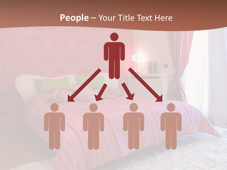 A Bedroom With A Bed And A Pink Wall PowerPoint Template