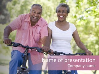 Senior Couple On Cycle Ride In Countryside PowerPoint Template