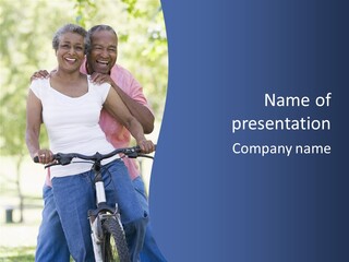 Senior Couple On Cycle Ride In Countryside PowerPoint Template