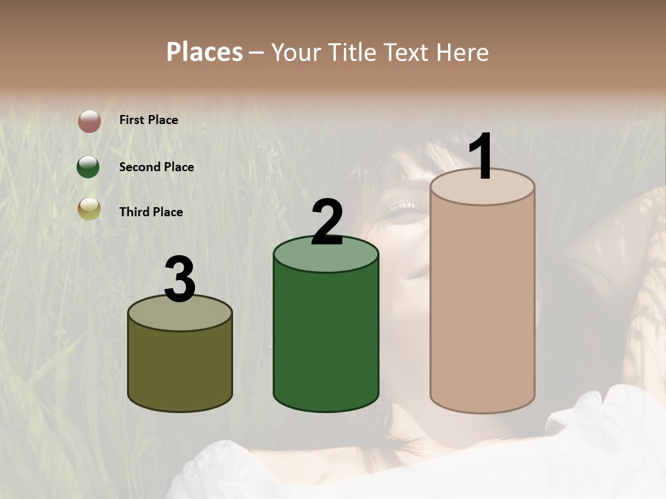 Beautiful Girl Lying Down Of Grass. Copy Space PowerPoint Template