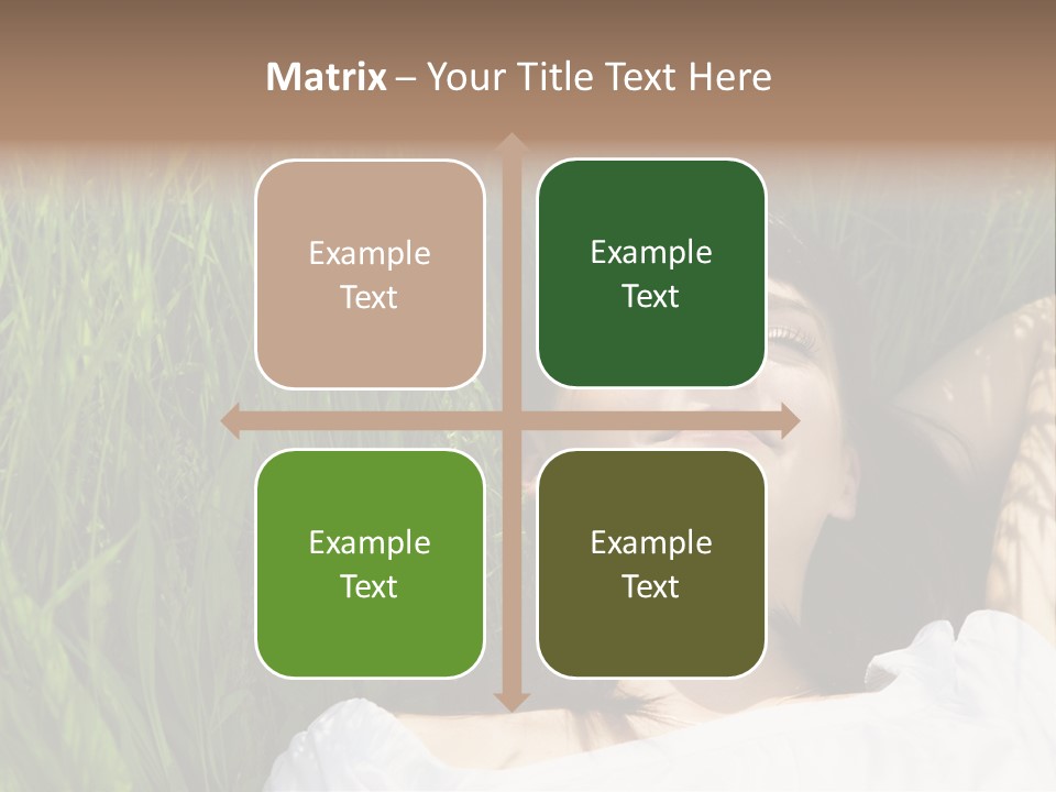 Beautiful Girl Lying Down Of Grass. Copy Space PowerPoint Template