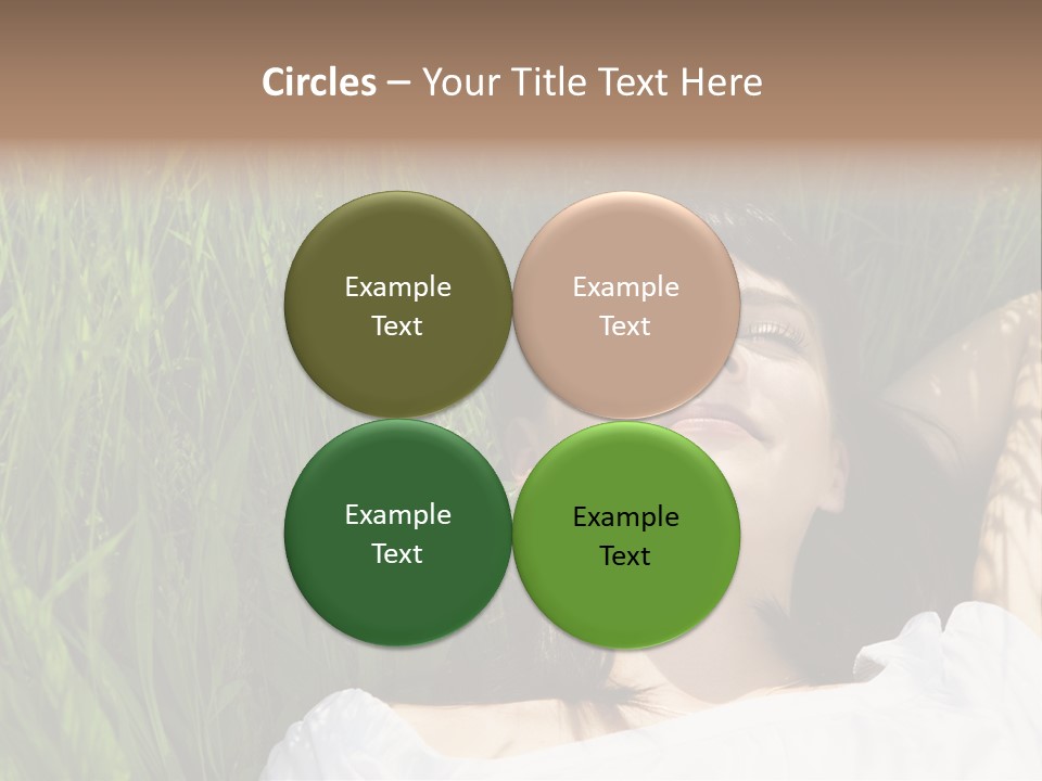 Beautiful Girl Lying Down Of Grass. Copy Space PowerPoint Template