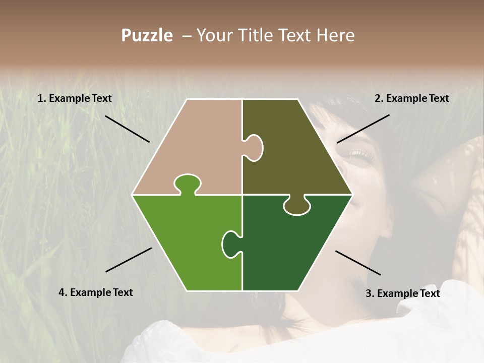 Beautiful Girl Lying Down Of Grass. Copy Space PowerPoint Template