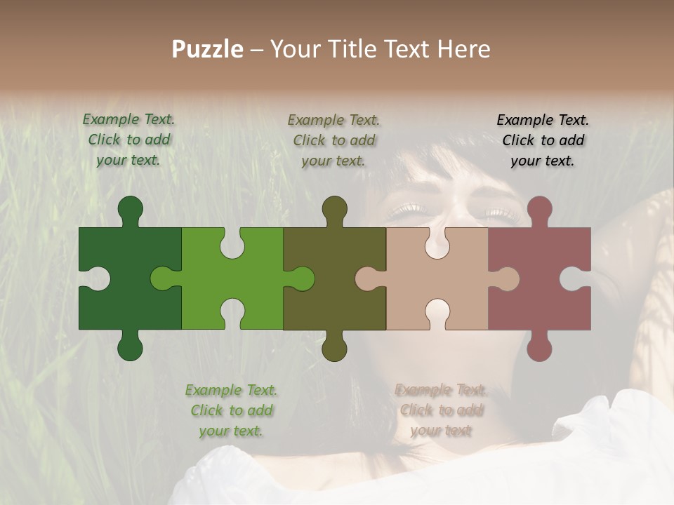 Beautiful Girl Lying Down Of Grass. Copy Space PowerPoint Template