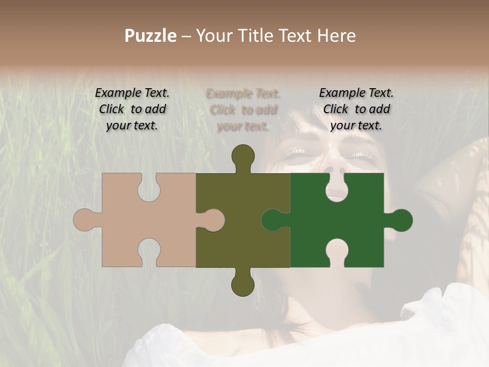 Beautiful Girl Lying Down Of Grass. Copy Space PowerPoint Template