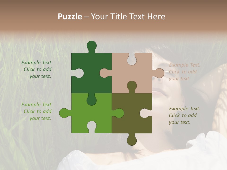 Beautiful Girl Lying Down Of Grass. Copy Space PowerPoint Template