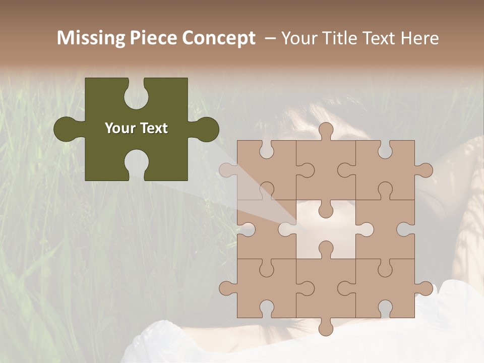 Beautiful Girl Lying Down Of Grass. Copy Space PowerPoint Template