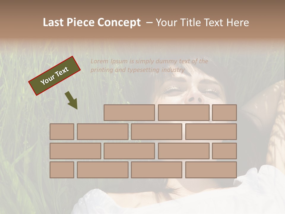 Beautiful Girl Lying Down Of Grass. Copy Space PowerPoint Template