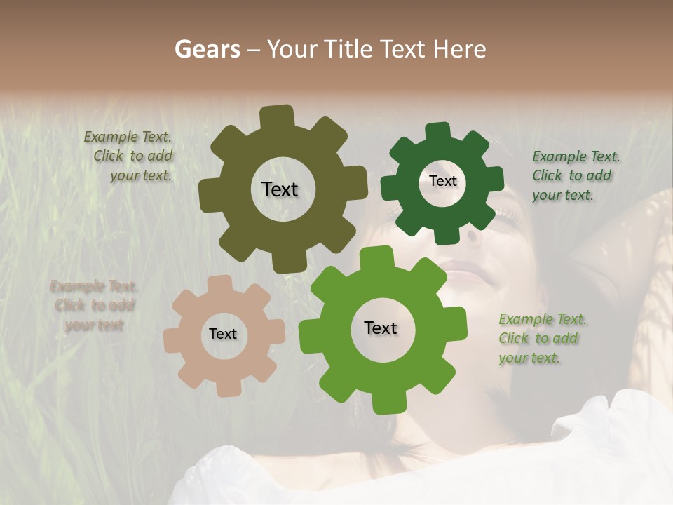 Beautiful Girl Lying Down Of Grass. Copy Space PowerPoint Template