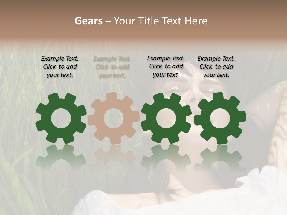 Beautiful Girl Lying Down Of Grass. Copy Space PowerPoint Template