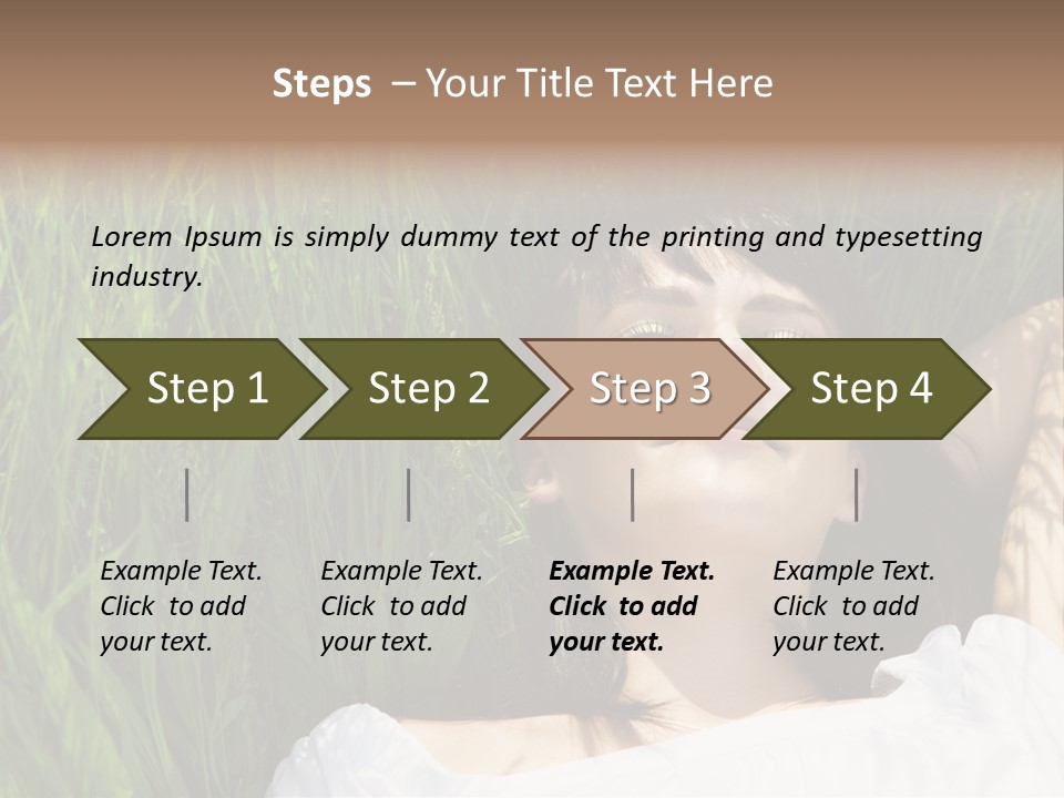 Beautiful Girl Lying Down Of Grass. Copy Space PowerPoint Template