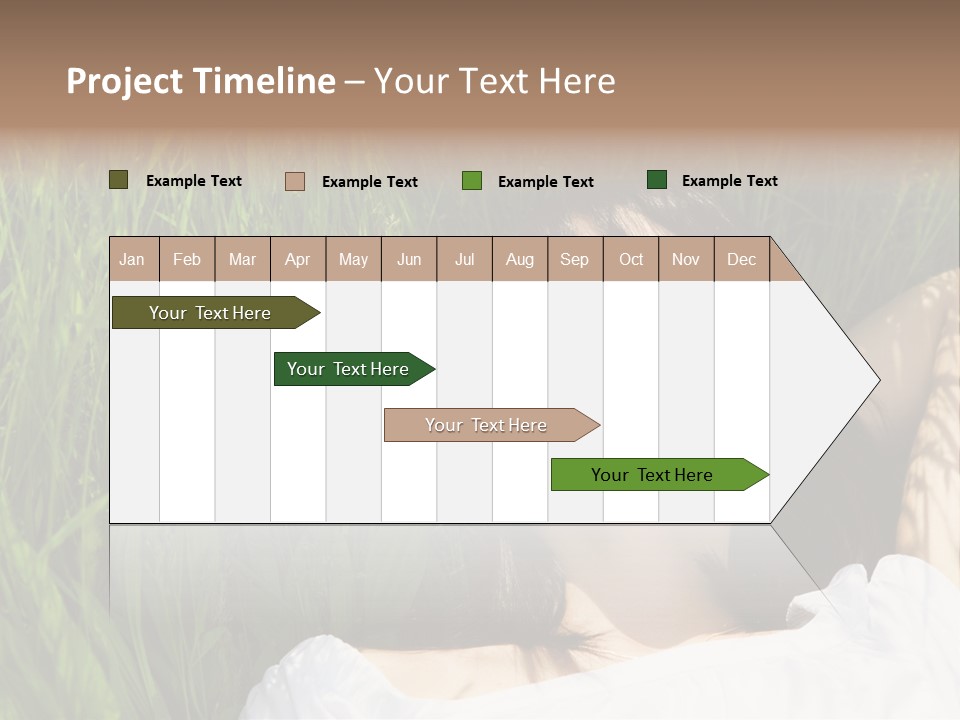 Beautiful Girl Lying Down Of Grass. Copy Space PowerPoint Template