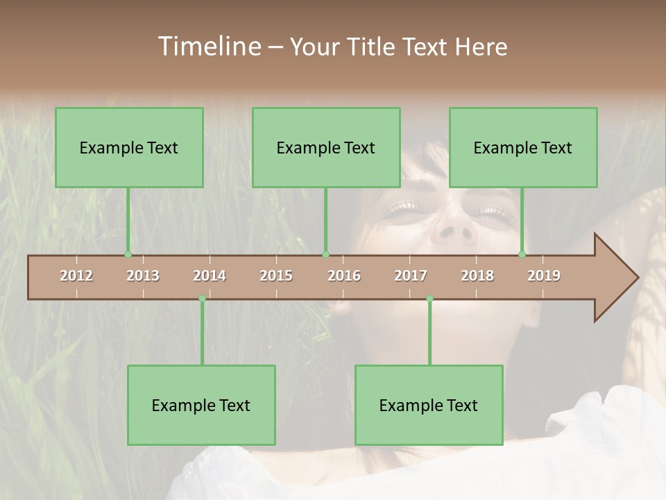 Beautiful Girl Lying Down Of Grass. Copy Space PowerPoint Template