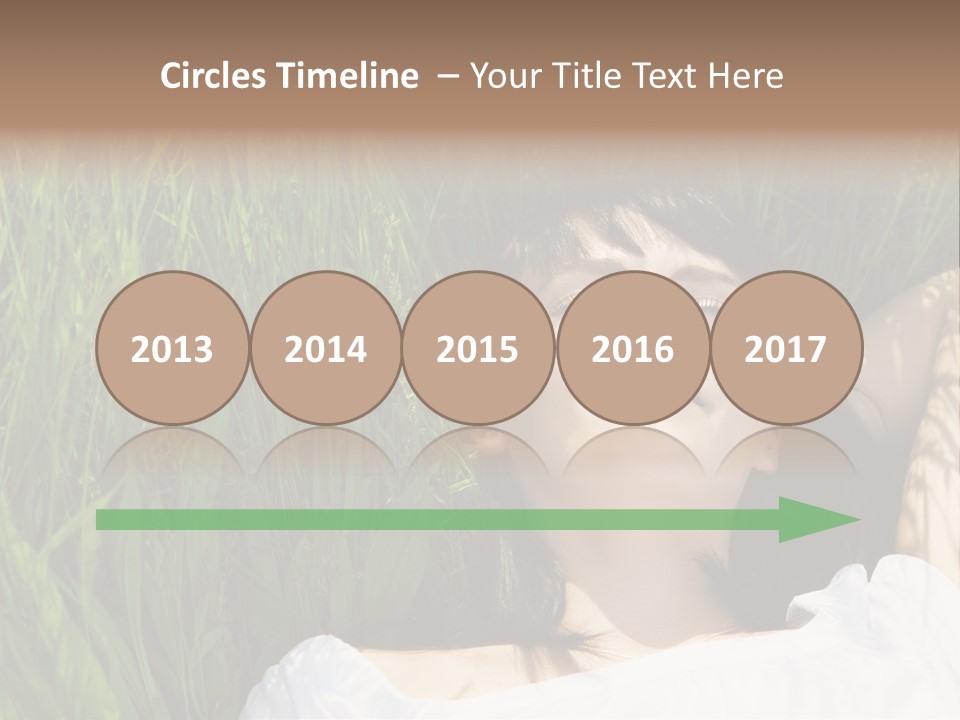 Beautiful Girl Lying Down Of Grass. Copy Space PowerPoint Template